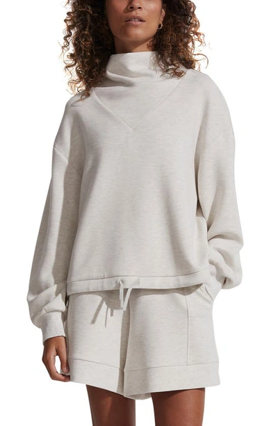 Shop Varley Betsy Funnel Neck Sweatshirt In Ivory Marl