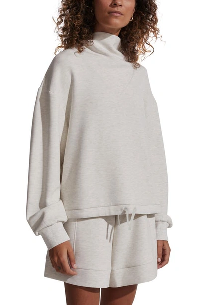 Shop Varley Betsy Funnel Neck Sweatshirt In Ivory Marl