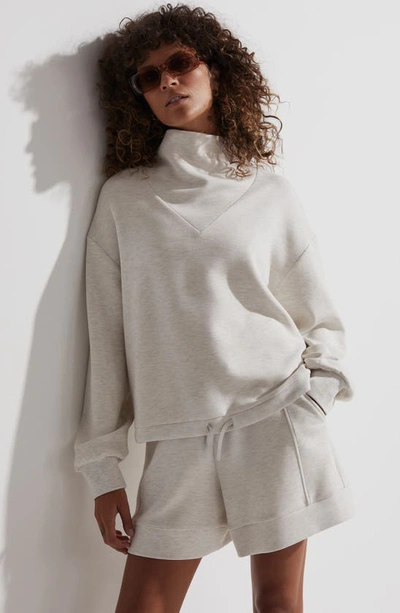 Shop Varley Betsy Funnel Neck Sweatshirt In Ivory Marl