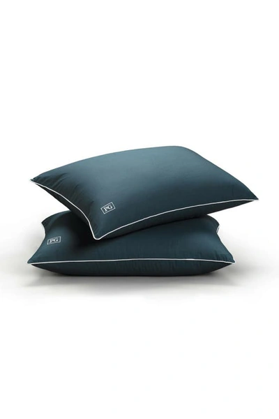 Shop Pg Goods Set Of 2 Soft Density Down Alternative Pillows In Navy/teal With White Cord