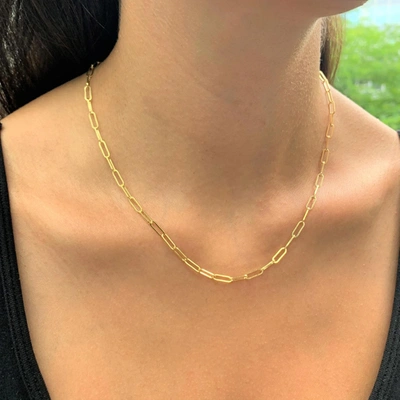 A & M Italian Sterling Silver 18k Gold Plated Choice Of Length Paper Clip Necklace