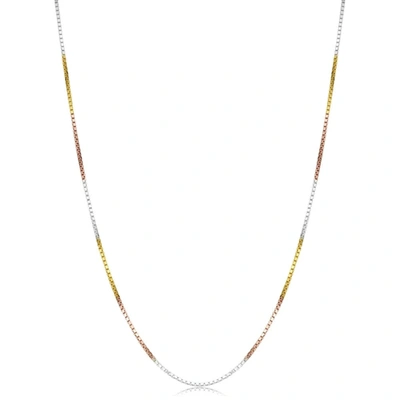 A & M 925 Sterling Silver Tri Color Box Chain 16"-24" In Gold
