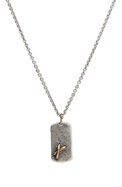Shop John Varvatos Sterling Silver Dog Tag Pendant Necklace In Mixed Metal