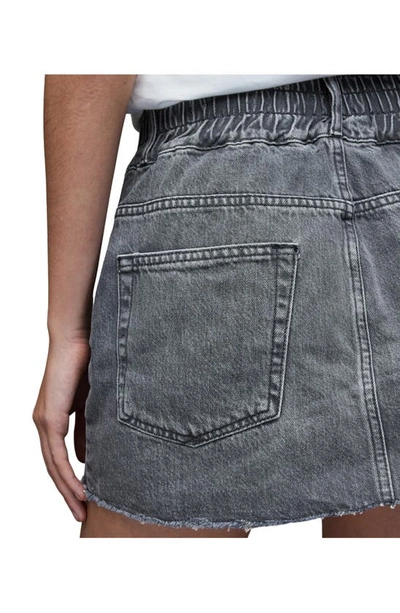 Shop Allsaints Hailey Fray Hem Denim Skirt In Washed Grey