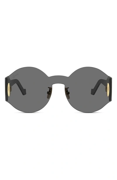 Shop Loewe Anagram Round Sunglasses In Shiny Black / Smoke