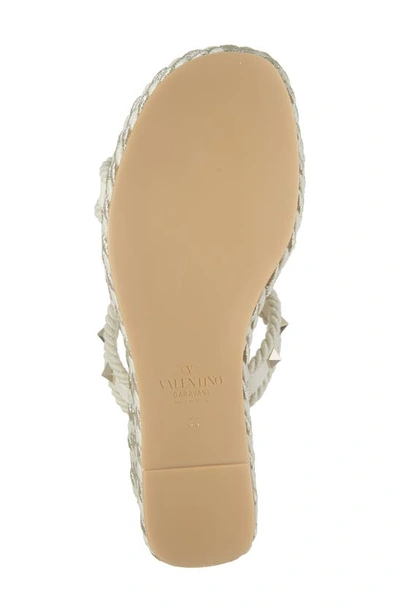 Shop Valentino Rockstud Torchon Wedge Sandal In I16 Light Ivory