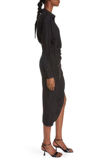 Shop Gauge81 Puno Long Sleeve Faux Wrap Silk Dress In Black