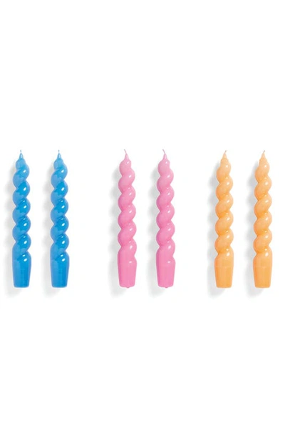 Shop Hay Spiral 6-pack Assorted Candles In Blue Dark Pink Peach