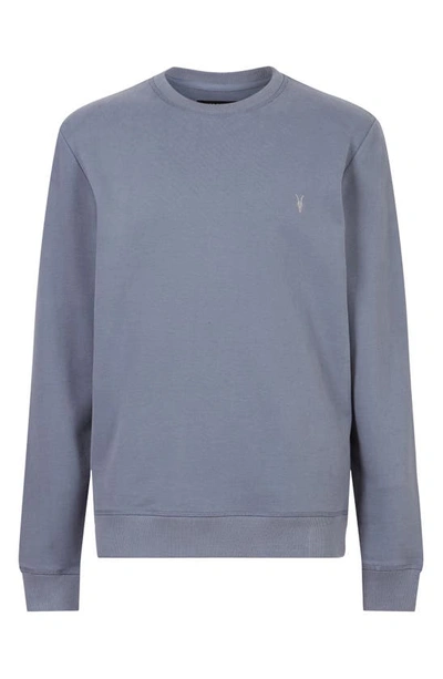 Shop Allsaints Raven Slim Fit Crewneck Sweatshirt In Dull Blue