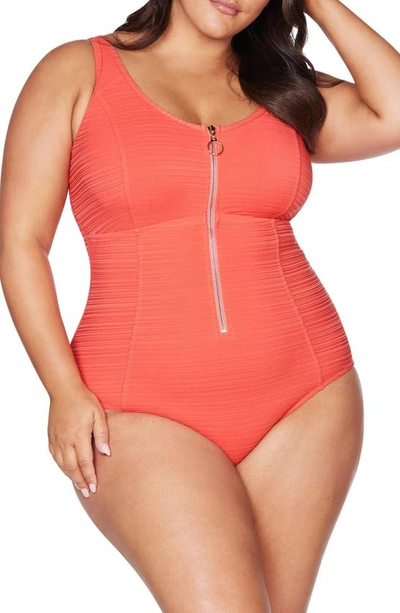 Shop Artesands Aria Fuselli One-piece Swimsuit In Coral