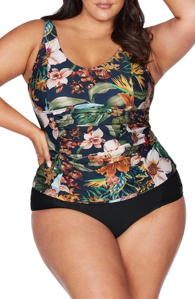 Shop Artesands Into The Salt Raphael E- & F-cup Underwire Tankini Top In Navy