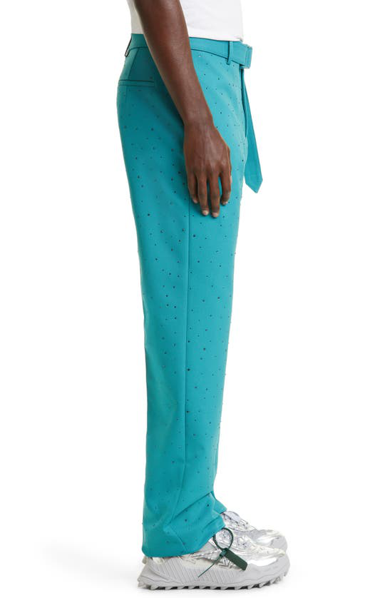 Off-White rhinestone techdrill slim trousers - Blue