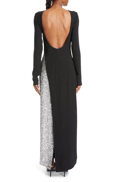Shop Givenchy Embellished Long Sleeve Evening Gown In Black