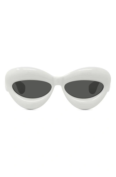 Shop Loewe 55mm Cat Eye Sunglasses In Grey / Smoke