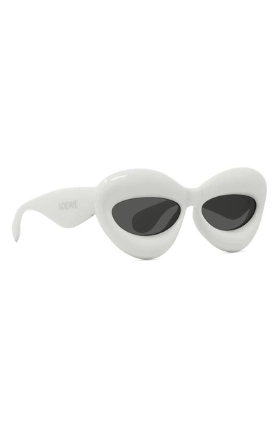 Shop Loewe 55mm Cat Eye Sunglasses In Grey / Smoke