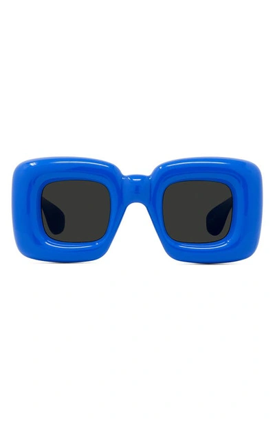 Shop Loewe Injected 41mm Square Sunglasses In Shiny Blue / Smoke
