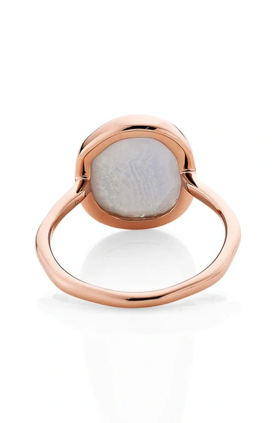 Shop Monica Vinader Siren Medium Stacking Ring In Rose Gold/ Blue Lace Agate