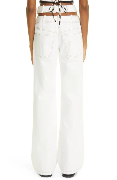 Shop Monse Crisscross Cutout High Waist Wide Leg Jeans In White