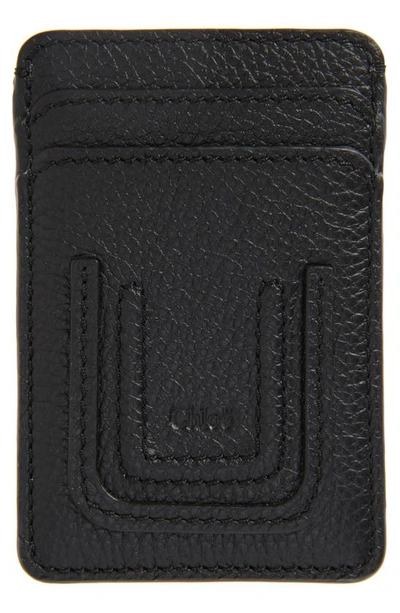 Shop Chloé Marcie Leather Card Holder In 001 Black