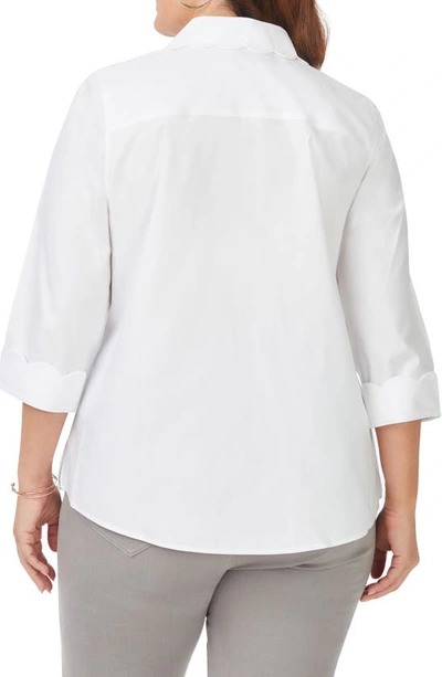 Foxcroft Gwen Three-quarter Sleeve Cotton Button-up Shirt In White