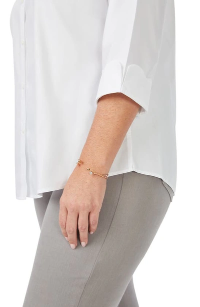 Foxcroft Gwen Three-quarter Sleeve Cotton Button-up Shirt In White