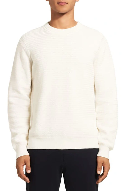 Shop Theory Riland Organic Cotton Crewneck Sweater In Ivory