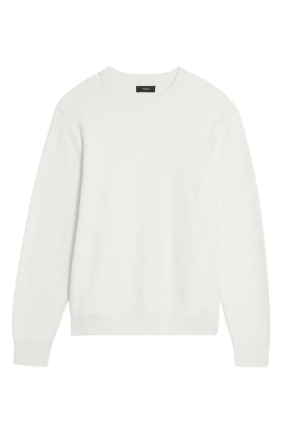 Shop Theory Riland Organic Cotton Crewneck Sweater In Ivory