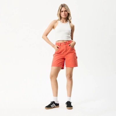 Shop Afends Organic Denim Carpenter Shorts In Orange
