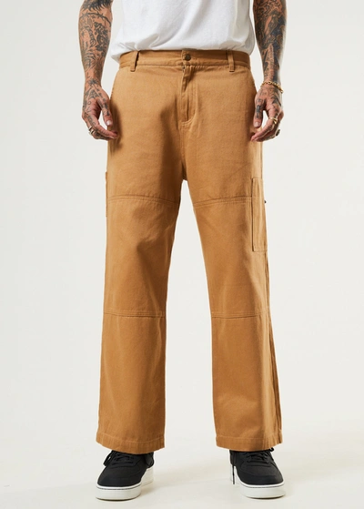 Shop Afends Hemp Baggy Workwear Pants In Brown
