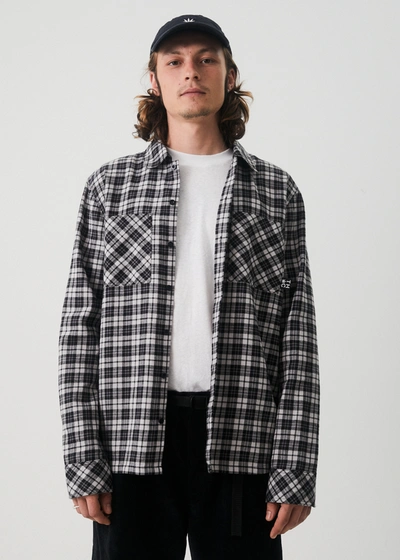 Shop Afends Hemp Check Flannel Long Sleeve Shirt In Grey