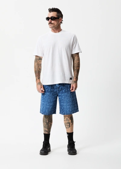 Shop Afends Hemp Denim Baggy Shorts In Colour-blue