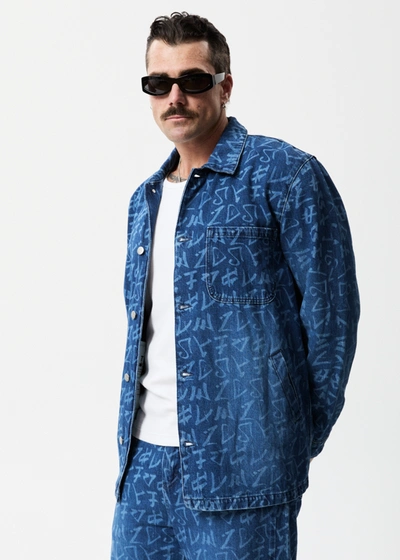 Shop Afends Unisex Hemp Denim Jacket In Colour-blue