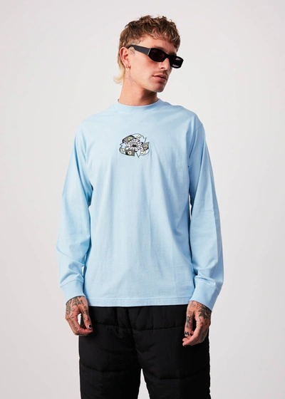 Shop Afends Recycled Long Sleeve Graphic T-shirt In Colour-blue