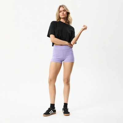 Shop Afends Hemp Ribbed Booty Shorts In Purplecolor