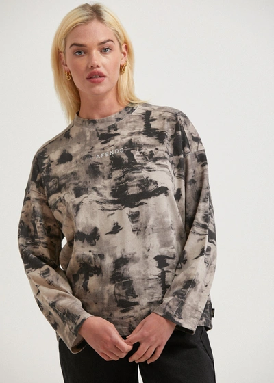 Shop Afends Organic Weighted Long Sleeve T-shirt In Beige