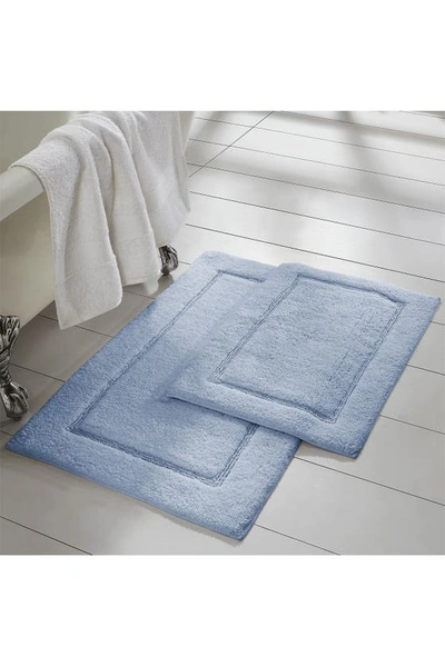 Modern Threads Charcoal Solid Loop Non-slip Bath Mat 2-piece Set In Light Blue