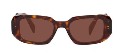 Shop Prada Pr 17ws 2au03u Rectangle Sunglasses In Brown