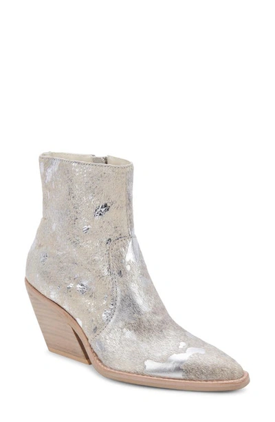 Shop Dolce Vita Volli Pointed Toe Bootie In Silver Multi Calf Hair
