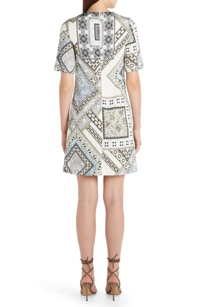 Shop Etro Lucy Mixed Print Shift Dress In Ivory/ Blue