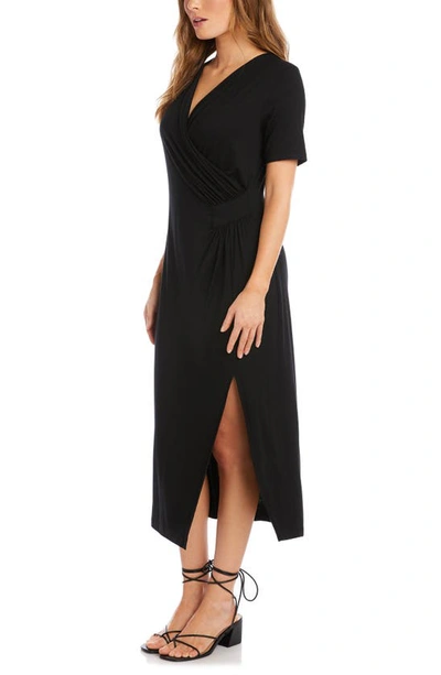 Karen Kane Faux Wrap Midi Dress In Black