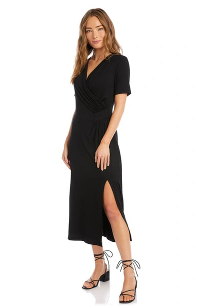 Shop Karen Kane Faux Wrap Midi Dress In Black