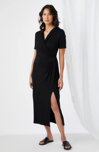 Shop Karen Kane Faux Wrap Midi Dress In Black