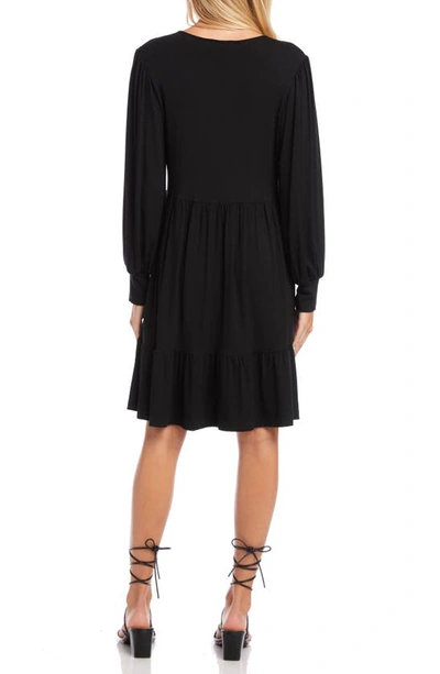 Karen Kane Long Sleeve Tiered Dress In Black