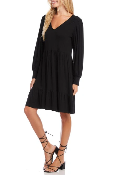 Karen Kane Long Sleeve Tiered Dress In Black