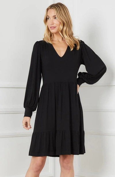 Karen Kane Long Sleeve Tiered Dress In Black
