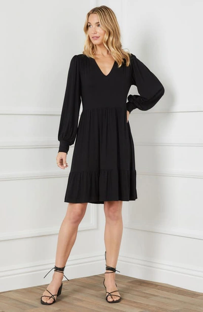 Karen Kane Long Sleeve Tiered Dress In Black