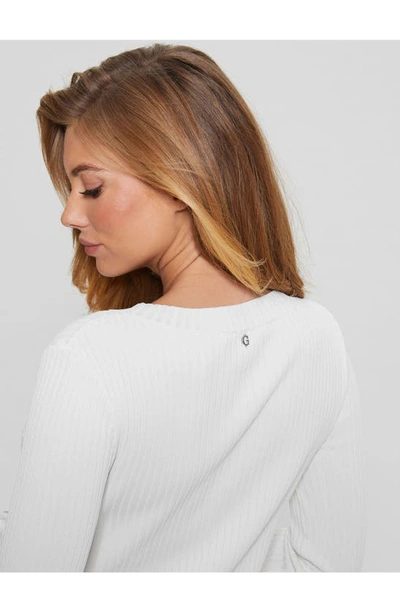 Shop Guess Irmine Laced-up Rib Sweater In White