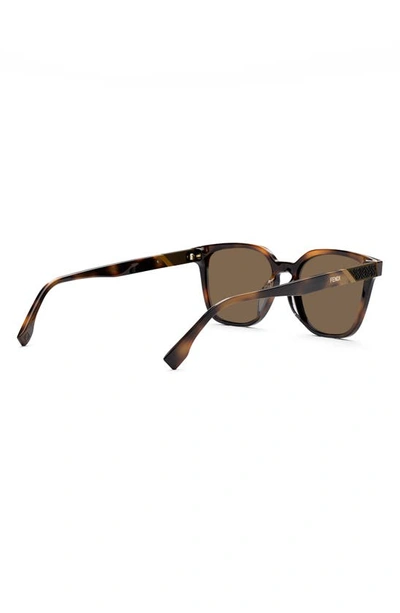 Shop Fendi The  Diagonal 53mm Geometric Sunglasses In Blonde Havana / Brown Polar