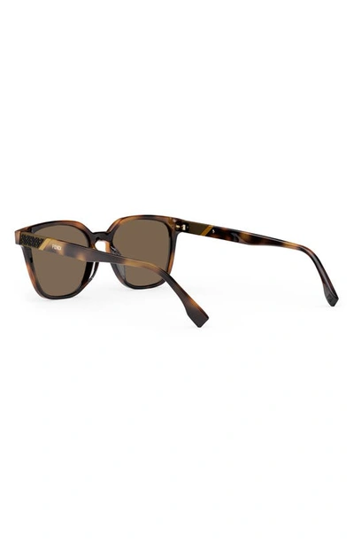 Shop Fendi The  Diagonal 53mm Geometric Sunglasses In Blonde Havana / Brown Polar