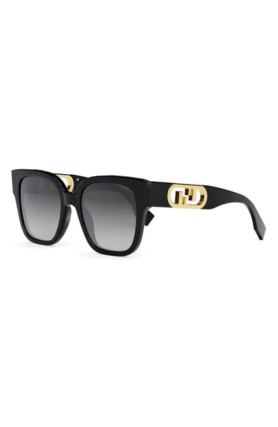 Shop Fendi The  O'lock 54mm Geometric Sunglasses In Shiny Black / Gradient Smoke